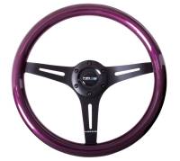 NRG Innovations Classic Wood Grain Steering Wheel (350mm) Purple Pearl/Flake Paint w/Black 3-Spoke Center