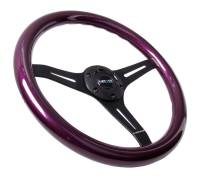 NRG Innovations - NRG Innovations Classic Wood Grain Steering Wheel (350mm) Purple Pearl/Flake Paint w/Black 3-Spoke Center - Image 3