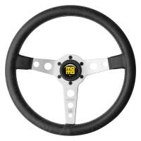 Momo Prototipo Steering Wheel 350 mm - Black Leather/White Stitch/Brshd Spokes