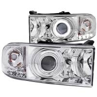 ANZO Headlights, Tail Lights and More  - ANZO 1994-2001 Dodge Ram Projector Headlights w/ Halo Chrome - Image 2