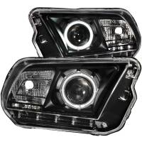 ANZO Headlights, Tail Lights and More  - ANZO 2010-2014 Ford Mustang Projector Headlights w/ Halo Black (CCFL) - Image 2