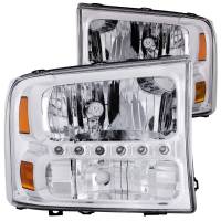 ANZO Headlights, Tail Lights and More  - ANZO 2000-2004 Ford Excursion Crystal Headlights Chrome w/ LED 1pc - Image 2