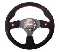 NRG Innovations Reinforced Steering Wheel (320mm) Blk Suede w/Dual Buttons