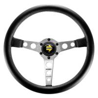 Momo Prototipo Steering Wheel 350 mm - Black Leather/Wht Stitch/Brshd Spokes