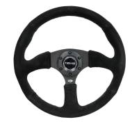 NRG Innovations - NRG Innovations Reinforced Steering Wheel (350mm / 2.5in. Deep) Blk Suede Comfort Grip w/5mm Matte Blk Spokes - Image 1