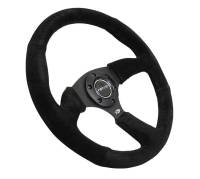 NRG Innovations - NRG Innovations Reinforced Steering Wheel (350mm / 2.5in. Deep) Blk Suede Comfort Grip w/5mm Matte Blk Spokes - Image 3