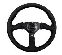 NRG Innovations - NRG Innovations Reinforced Steering Wheel (350mm / 2.5in. Deep)Blk Alcantara Comfort Grip w/4mm Matte Blk Spokes - Image 1