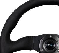 NRG Innovations - NRG Innovations Reinforced Steering Wheel (350mm / 2.5in. Deep)Blk Alcantara Comfort Grip w/4mm Matte Blk Spokes - Image 3