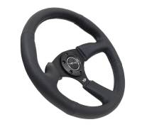 NRG Innovations - NRG Innovations Reinforced Steering Wheel (350mm / 2.5in. Deep) Blk Leather Comfort Grip w/5mm Matte Blk Spokes - Image 3