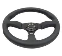 NRG Innovations - NRG Innovations Reinforced Steering Wheel (350mm / 2.5in. Deep) Blk Leather Comfort Grip w/5mm Matte Blk Spokes - Image 5