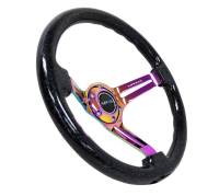 NRG Innovations - NRG Innovations Reinforced Steering Wheel (350mm / 3in. Deep) Blk Multi Color Flake w/ Neochrome Center Mark - Image 3