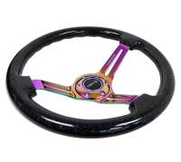 NRG Innovations - NRG Innovations Reinforced Steering Wheel (350mm / 3in. Deep) Blk Multi Color Flake w/ Neochrome Center Mark - Image 5