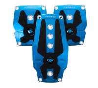 NRG Innovations Brushed Aluminum Sport Pedal M/T - Blue w/Black Rubber Inserts