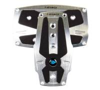 NRG Innovations Brushed Aluminum Sport Pedal A/T - Silver w/Black Rubber Inserts