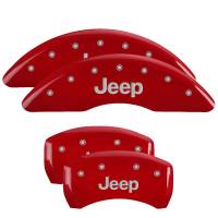 MGP Caliper Covers Red finish, Silver JEEP for 2014-2019 Jeep Cherokee