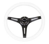 NRG Innovations Classic Wood Grain Steering Wheel (350mm) White Paint Grip w/Black 3-Spoke Center