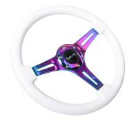 NRG Innovations - NRG Innovations Classic Wood Grain Steering Wheel (350mm) White Paint Grip w/Neochrome 3-Spoke Center - Image 3