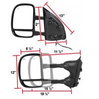 Spec'D Tuning Products - Spec-D 1999-2007 Ford F-250/F-350/F-450/F-550 Excursion Power Adjustable, Heated, & Manual Extendable Towing Mirrors w/ Amber Lens LED Turn Signal Lights - Image 1