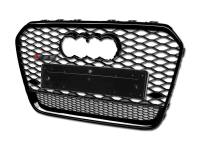 I3 13-15 Audi A6 Rs Style Honeycomb Front Grill W/Emblem Base (Black)