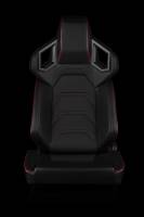 BRAUM Racing Alpha X Series Sport Seats - Black & Red Stitching - Low Base Version - Pair