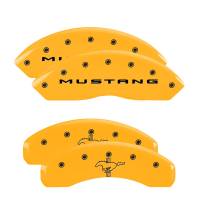 MGP Caliper Covers Yellow finish, Black Mustang / Bar & Pony (2015) for 2015-2020 Ford Mustang