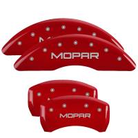 MGP Caliper Covers Red finish, Silver MOPAR for 2014-2019 Jeep Cherokee