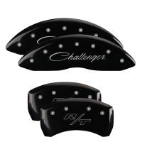 MGP Caliper Covers Black finish, Silver Challenger (Cursive) / RT for 2011-2019 Dodge Charger / 2011-2019 Dodge Challenger