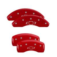 MGP Caliper Covers Red finish, Silver Bowtie for 2014-2019 Chevrolet Impala / 2016-2016 Chevrolet Malibu Limited / 2013-2015 Chevrolet Malibu