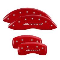 MGP Caliper Covers Red finish, Silver Accord for 2016-2017 Honda Accord