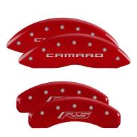 MGP Caliper Covers Red finish, Silver Camaro / RS (Gen 5/6) for 2010-2015 Chevrolet Camaro