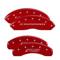 MGP Caliper Covers Red finish, Silver Camaro / RS (Gen 5/6) for 2016-2019 Chevrolet Camaro