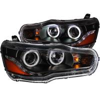 ANZO Headlights, Tail Lights and More  - ANZO 2008-2015 Mitsubishi Lancer Projector Headlights w/ Halo Black (CCFL) - Image 1