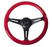 NRG Innovations Classic Wood Grain Steering Wheel (350mm) Red Pearl/Flake Paint w/Black 3-Spoke Center