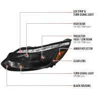 Spec'D Tuning Products - Spec-D 2012-2014 Ford Focus Projector Headlights w/ LED Light Strip & LED Turn Signal Lights (Matte Black Housing/Clear Lens) - Image 6