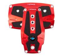 NRG Innovations Brushed Aluminum Sport Pedal A/T - Red w/Black Rubber Inserts