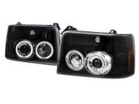 I3 92-96 Ford F150/F250/F350/Bronco Halo Projector Headlights W/Amber 1Pc (Jdm Black)