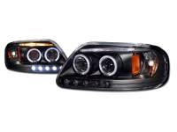 I3 97-03 Ford F150 / 97-02Expedition Halo Projector Headlights W/Led W/Amber (Jdm Black)