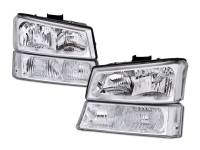 I3 2003-2006 Chevy Silverado - Crystal Headlight 4Pcs Set W/O Bulbs W/Bumper - Chrome