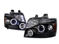 I3 07-09 Chevy Avalanche Twin Halo Projector Headlight W/Led W/Amber (Jdm Black)