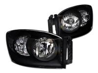 I3 2006-2008 Dodge Ram 1500 / 2007-2009 Dodge Ram 2500/3500 Crystal Headlight W/O Amber W/O Bulbs - Black