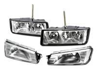 I3 2002-2006 Chevy Avalanche - Oem Crystal Headlight - Body Cladding Model Only - 4 Pcs Set W/O Amber W/O Bulb -Chrome