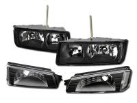 I3 2002-2006 Chevy Avalanche - Oem Crystal Headlight - Body Cladding Model Only - 4 Pcs Set W/O Amber W/O Bulb -Black