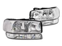 I3 1999-2006 Gmc Sierra/Yukon/Xl( Will Not Fit Denali Model ) Crystal Headlights W/O Amber Bumper Lights 4Pc Set - Chrome