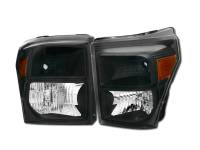 I3 11-Up Ford F250 King Ranch,Lariat,Xl & Xlt 13-Up Platinum Crystal Headlights W/Amber W/O Bulbs (Black)