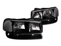 I3 1999-2006 Gmc Sierra/Yukon/Xl( Will Not Fit Denali Model ) Crystal Headlights W/O Amber Bumper Lights 4Pc Set - Black