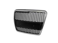 I3 05-07 Audi A6 Rs Style Honeycomb Mesh Front Grill W/Logo Base (Chrome/Black)