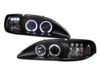 I3 94-98 Ford Mustang Halo Projector Headlights W/Led W/Amber (Jdm Black)