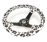 NRG Innovations - NRG Innovations Reinforced Steering Wheel (350mm/3in. Deep) SAVAGE White Leopard w/ Matte Blk Spokes - Image 3