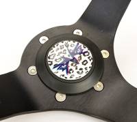 NRG Innovations - NRG Innovations Reinforced Steering Wheel (350mm/3in. Deep) SAVAGE White Leopard w/ Matte Blk Spokes - Image 4