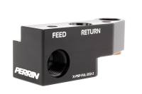 Perrin Subaru 02-14 WRX/2007+ STi Black Junction Block for Top Feed Fuel Rail w/ FPR and -6 Fittings